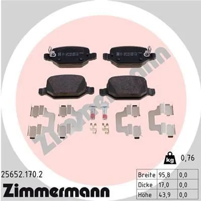 Produktbild von ZIMMERMANN Bremsbeläge Satz Hinten Bremsklötze für FIAT 500L (351, 352) 25652.170.2