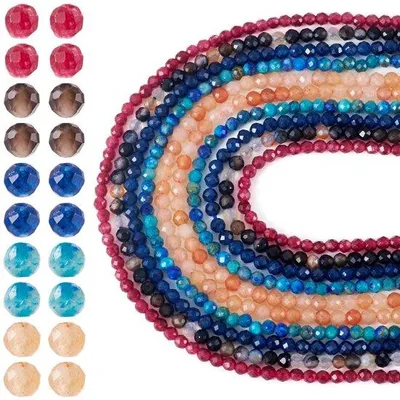 Zdjęcie produktu dla Koraliki z kamieni szlachetnych do tworzenia biżuterii własnoręcznie - 825 sztuk - 2-2,5 mm - szlifowane - szafir, rubin, awenturyn, agat, lapis lazuli