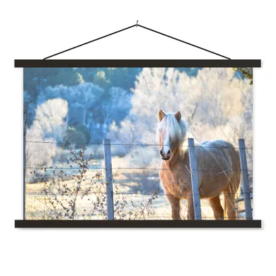 Produktbild von MuchoWow® Textilposter Pferd - Winter - Schnee 120x80 cm mit schwarzem Rahmen - Wanddeko