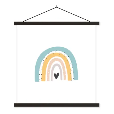 Produktbild von MuchoWow® Textilposter Regenbogen - Mädchen - Jungen - Herz - Pastell 120x120 cm mit schwarzem Rahmen - Aufhängungsset