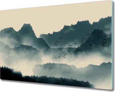 Produktbild von Coloray Hackbrett Küchenbrett Kochplattenabdeckung Schneidebrett Herdabdeckplatte 80x52 cm - Berge