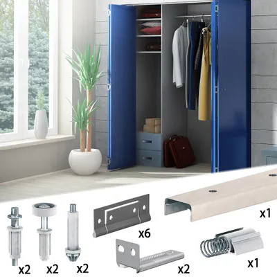 Produktbild von Schiebetürbeschlag FALTSYSTEM SLID'UP 200, Laufschiene 1822 mm, für 4 Paneele bis 14 kg, für Falttüren, Schränke, Nischen