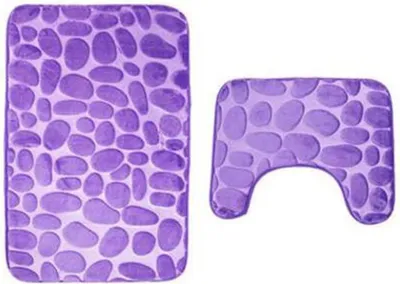 Obrázek produktu pro Protiskluzová koupelnová předložka (50 x 80 cm) a toaletní předložka (50 x 40 cm), 2dílná, fialová