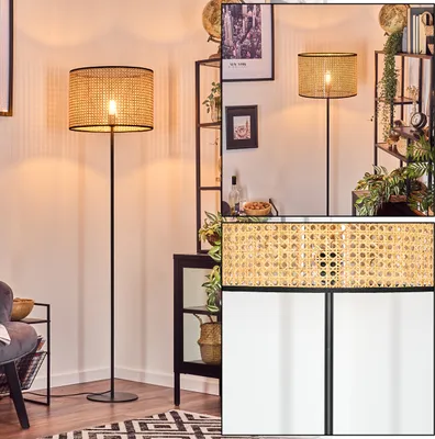 Produktbild von Casalina Stehlampe aus Metall/Wiener Geflecht/Rattan in Schwarz/Natur