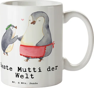 Produktbild von Mr. & Mrs. Panda Tasse Pinguin Beste Mutti der Welt - Weiß - Geschenk, haferl, Kaffeetasse, Pott, Mama, Muttertag, Geschenkidee, Ma, Mutter, Kaffeebecher, Danke, Sohn