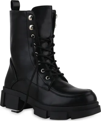 Produktbild von van-hill Damen Schnürstiefelette Schwarz Gr. 41, Kunstleder, leicht gefüttert, Blockabsatz 2cm, Reißverschluss & Schnürung