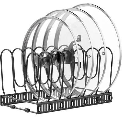 Produktbild von Erweiterbarer Pfannenhalter für Schublade, 7 verstellbare Teiler, Topfdeckel Aufbewahrung, Schwarz