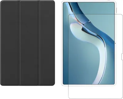 Produktbild von 2in1 Set für Huawei MatePad Pro 2021 12.6 Zoll Tablet mit Smartcover + Schutzglas mit Auto Sleep/Wake Magnetverschluss Hülle