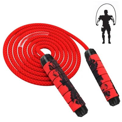 Produktbild von Springseil Fitness, Profi Training Sprungseil Erwachsene mit Gewichten, Seilspringen mit Kugelgelagert, Jump Rope Länge & Gewichtsblöcke Einstellbar Skipping Rope, Ideal für Boxen, MMA, HIIT(rot)