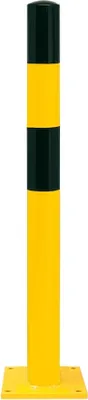 Produktbild von PROREGAL Rammschutz-Poller S zum Aufdübeln | HxØ 120x9cm | Materialstärke 3,6mm | Kunststoffbeschichteter Stahl | Schwarz-Gelb