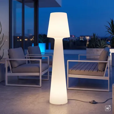 Produktbild von Outdoor Stehleuchte Garten LED 2700 K 2000 lm IP65 165 cm hoch Stecker Kabel Weiß Außenlampe Terrassenleuchte Wegelampe außen, KI-generiertes Bild