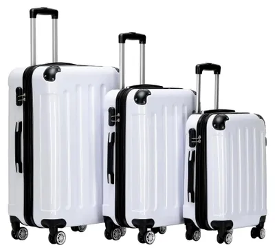 Produktbild von 3er Kofferset Hartschalen-Koffer Reisekoffer Trolley Rollkoffer Set Reisekofferset (Weiss)