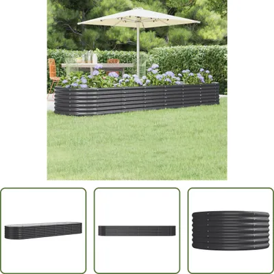 Produktbild von The Living Store Hochbeet Pulverbeschichteter Stahl 296x80x36 cm Anthrazit
