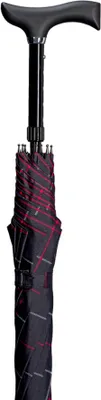 Produktbild von Gastrock Verstellbarer Gehstock-Regenschirm – Rot-schwarz kariert – Verstellbar von 84 bis 92 cm – Aluminiumrahmen – Fritz-Griff – Durchmesser 104 cm