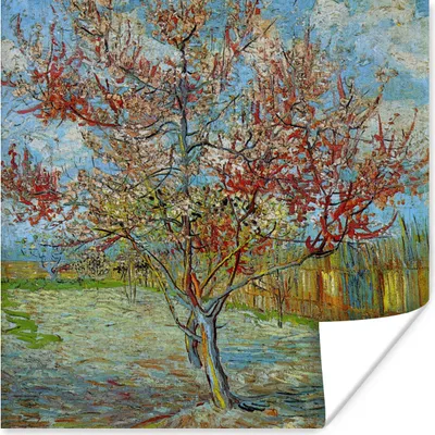 Produktbild von MuchoWow® Poster Der rosa Pfirsichbaum - Vincent van Gogh 75x75 cm - Wand Dekoration