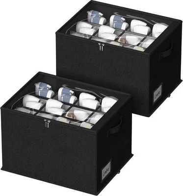 Produktbild von Famanu Schuhorganizer 2er Set - Faltbare Stoffschuhboxen mit Sichtfenster