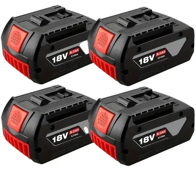 Productafbeelding van Batterij, 8000 mAh capaciteit, compatibel met 18V gereedschap, 4 stuks batterij, 8,0 Ah, 18V