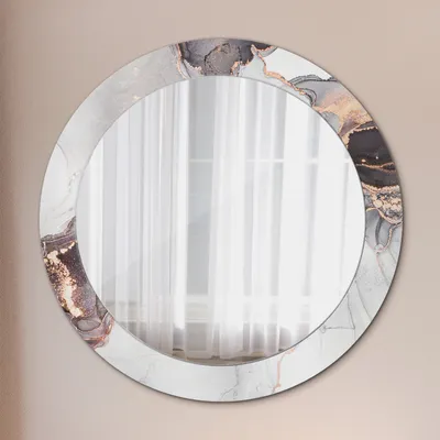 Produktbild von Wohnzimmer Spiegel - Mirror zum Wandspiegel Schlafzimmer – Schminkspiegel - Abstrakt Flüssig - Rund: Ø70cm
