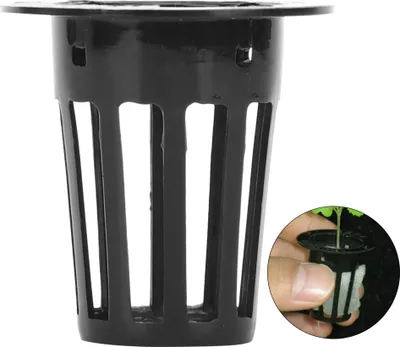 Produktbild von 100Pcs Gewächshaus Hydroponik Mesh Topf Soilless Kultivierung Pflanze Blume wachsen BasketBlack