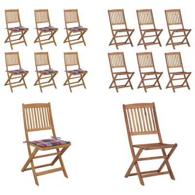 Produktbild von vidaXL Klappbare Gartenstühle 6 Stk. mit Kissen Massivholz Akazie - Gartenstuhl - Gartenstühle - Klappstuhl - Klappstühle