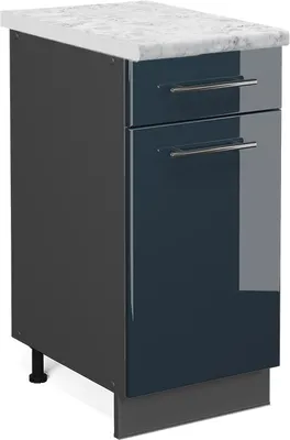 Produktbild von Küchenunterschrank Vicco Fame-Line Dunkelblau Hochglanz 40 cm , AP Marmor, Model 48792