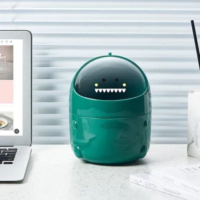 Image de Poubelle de bureau miniature - Avec couvercle pivotant - Poubelle pour bureau - Poubelle pour enfants - En plastique - Petite poubelle de bureau