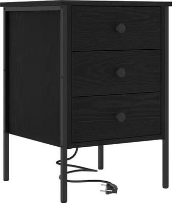 Produktbild von Nachttisch Schwarz Eichen-Optik 42 x 41 x 61 cm Holzwerkstoff