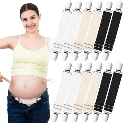 Imagen del producto de Pantalón de maternidad elástico, ajustable, de 12 piezas, con extensión para la ropa interior para adaptarse al embarazo