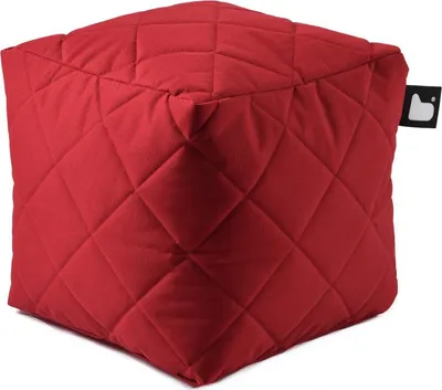 Productafbeelding van Extreme Lounging - b-box, gestikte poef - vierkant - geschikt voor binnen en buiten - UV- en waterbestendig - 40x40 cm - Rood
