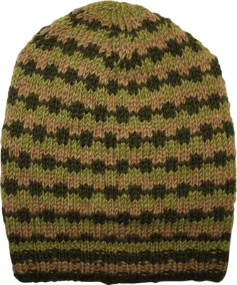 Produktbild von Oversize Wollmütze - grün - braun - warme Strickmütze - Longsize Mütze