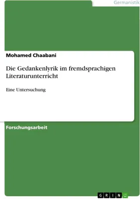 Produktbild von Die Gedankenlyrik im fremdsprachigen Literaturunterricht
