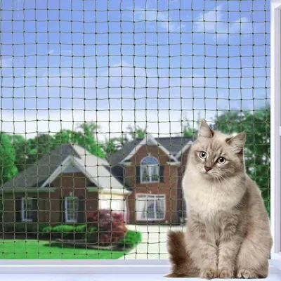 Productafbeelding van Kattennet voor balkon, 4x3 meter, versterkt, olijfgroen