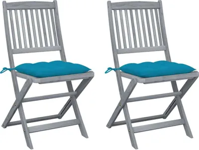 Produktbild von Klappbare Gartenstühle 2 Stk. mit Kissen Massivholz Akazie