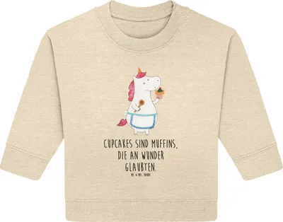 Produktbild von Mr. & Mrs. Panda Organic Baby Pullover Einhorn Küche 6. - 12. Monat - Natural Raw - Geschenk, Torte, Unicorn, Muffin, Einhörner, Backen, Kuchen, Bullover
