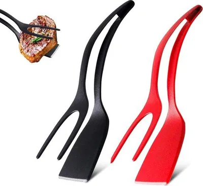 Produktbild von Silikon-Eierspatel, hitzebestendig, rot/schwarz, 2in1