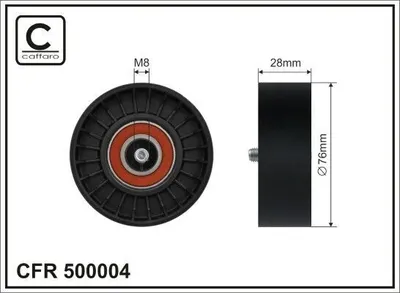 Produktbild von CAFFARO 500004 Umlenkrolle Keilrippenriemen 76mm passend für MERCEDES-BENZ C-Klasse Limousine (W204) E-Klasse Limousine (W211) C-Klasse T-modell