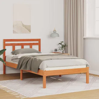 Zdjęcie produktu dla Maison Exclusive – rama łóżka brązowa 100 x 200 cm Lite drewno sosnowe