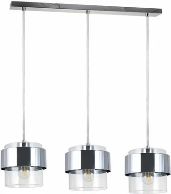 Immagine prodotto di Lampada a sospensione Quan cromata 3xE27x40W in metallo, dimensioni: 120x65x18 cm, IP20, Reality