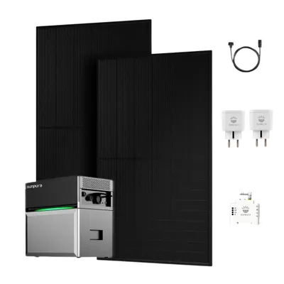 Produktbild von Balkonkraftwerk mit Speicher, Sunpura S2400 All-in-One Speichersystem mit 900W Bifazial Solarpanel und Smarter Zähler & Smart Plug(0% MwSt)