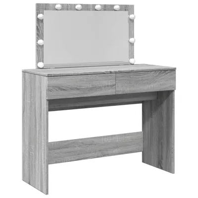 Zdjęcie produktu dla Toaletka z oświetleniem LED, szary dąb sonoma, 100x40x120 cm