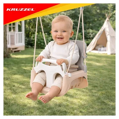 Obrázok produktu pre Kruzzel 27357 Detská hojdačka do 30 kg, 3 v 1, ružovo-sivá