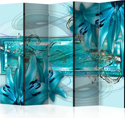 Produktbild von Neuheit! Dekorativer Paravent Raumteiler Trennwand Foto-Paravent Spanische Wand XXL BLUMEN LILIEN ABSTRAKT 225x172 cm b-C-0728-z-c