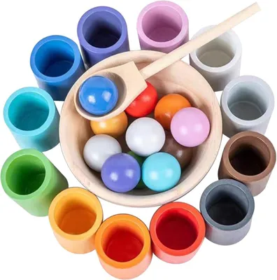 Obrázok produktu pre Dúhové guľôčky do Montessori hrnčekov, hračky pre deti