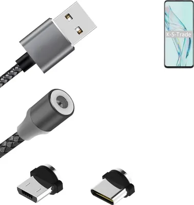 Produktbild von K-S-Trade Hochwertiges Magnet-Lade-kabel Sync-Kabel Daten-Kabel für ZTE Axon 30 5G mit USB-Typ-C-Anschluss und Micro-USB-Anschluss 2A bis zu 480mbps