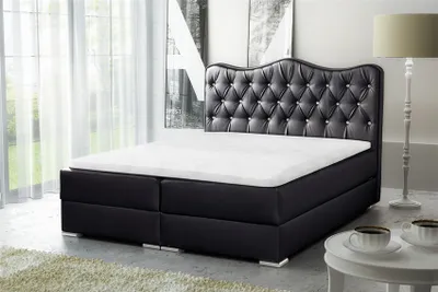 Produktbild von Boxspringbett Schlafzimmerbett SULTAN Kunstleder Schwarz 220x200cm