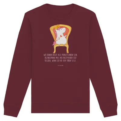 Produktbild von Mr. & Mrs. Panda Bio Baumwoll Pullover Einhorn Prinzessin Größe S - Burgundy - Geschenk, Unicorn, Sweater, Geburtstag, Pulli, Monat, Geburtstagsgeschenk, Sweatshirt
