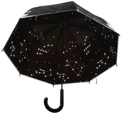 Produktbild von Esschert Design | Regenschirm - Taschenschirm - 81 cm - schwarz - Stockschirm mit Sternbildmotiven - Praktisch - modern