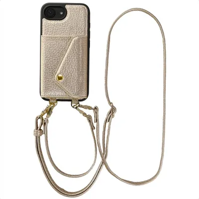 Imagen del producto de Funda para teléfono Sera con cordón y tarjetero de sobre para Apple iPhone 17e / 16e - Champagne, Imagen generada por IA