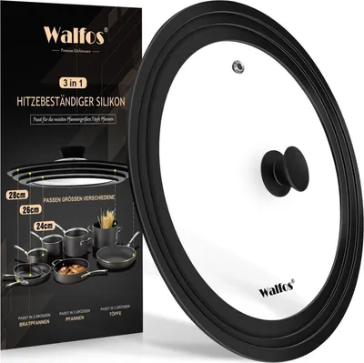 Image de Walfos Couvercle universel pour casseroles et poêles Ø 28/26/24cm résistant à la chaleur