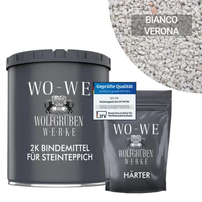 Produktbild von Steinteppich Set Marmorkies Bodenbeschichtung W730 Bianco Verona Cremeweiss 1-4mm - (25Kg) 2qm